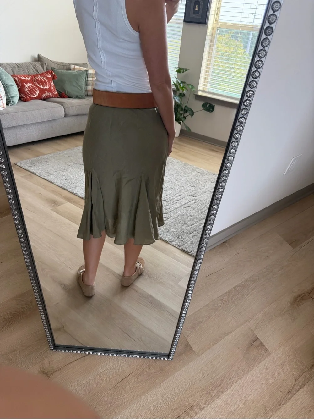 NWOT J.Crew Size Small Gwyneth Flounce Hem 100% Linen Midi Skirt